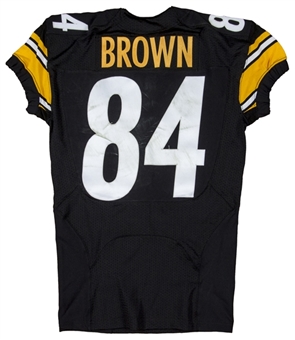 2013 Antonio Brown Game Used and Signed Pittsburgh Steelers Home Jersey Worn vs Bengals on 12/15/13 (Brown LOA)
